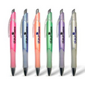 Union Printed "Wave" Clicker Pen - Shiny Barrels with Frosted Rubber Grip
